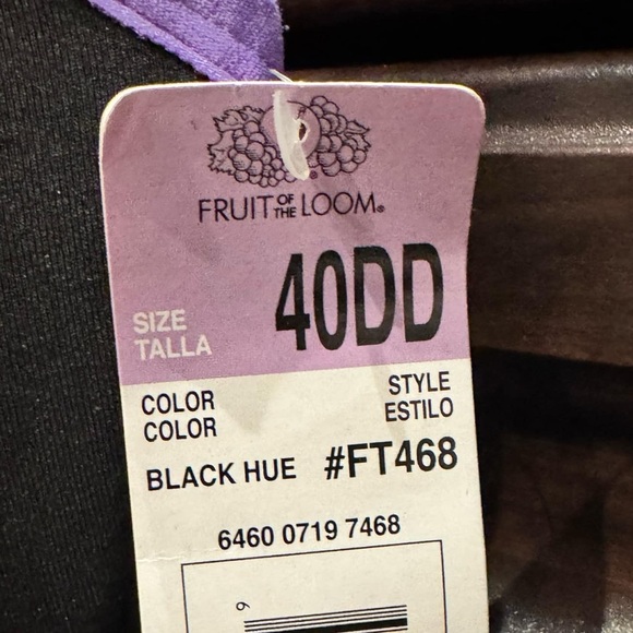 Fruit of the loom Black & Purple Sports Bra NEW WITH TAGS 40DD - Picture 3 of 3
